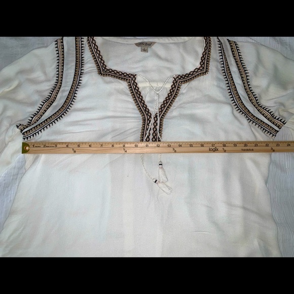 Lucky Brand off white boho top size Large - Picture 3 of 4